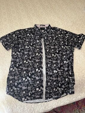 7 Diamonds Black Floral Shirt